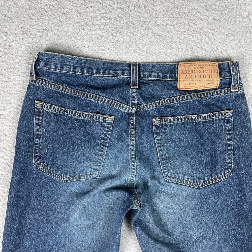 Vintage Abercrombie & Fitch Bootcut Jeans Mens 30x34 Blue Preppy Button Fly 90s - Picture 3 of 15